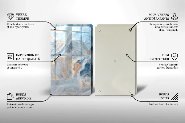 Skleněná deska za sporák Textura mramoru