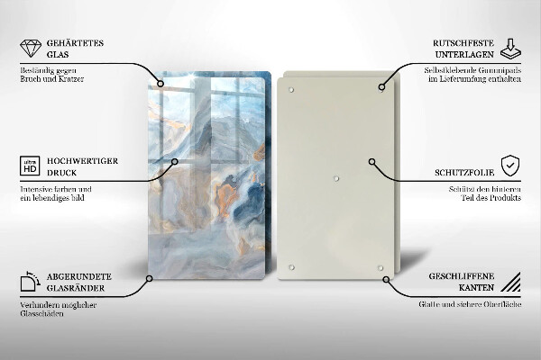 Skleněná deska za sporák Textura mramoru