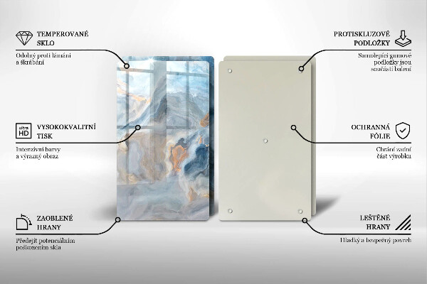 Skleněná deska za sporák Textura mramoru