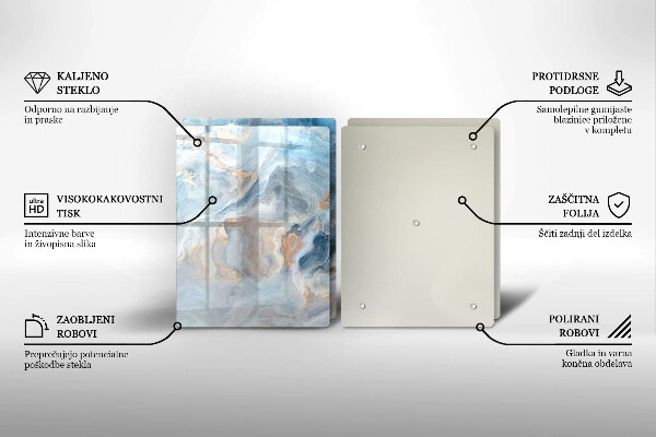 Skleněná deska za sporák Textura mramoru