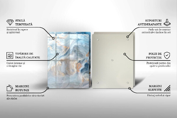 Skleněná deska za sporák Textura mramoru