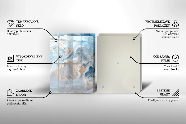 Skleněná deska za sporák Textura mramoru