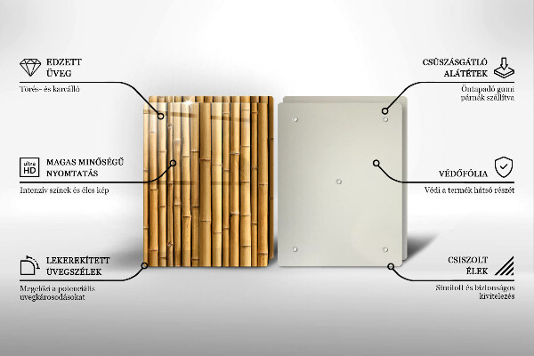 Skleněná deska za sporák Přírodní boho bambus