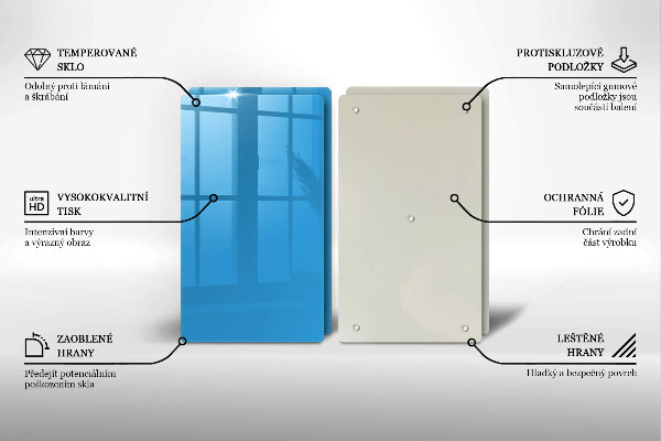 Skleněná deska za sporák Modrá barva