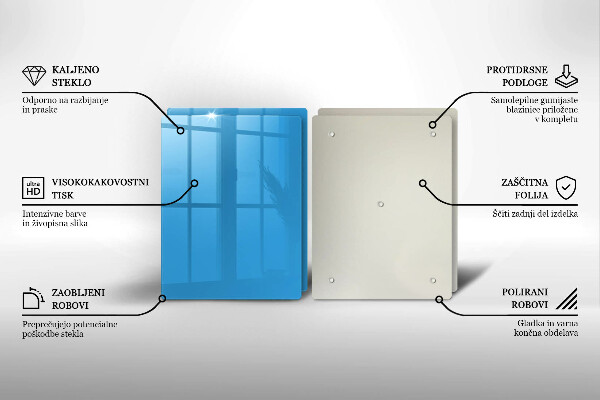 Skleněná deska za sporák Modrá barva