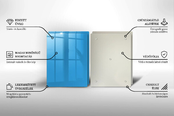 Skleněná deska za sporák Modrá barva