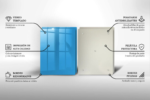 Skleněná deska za sporák Modrá barva