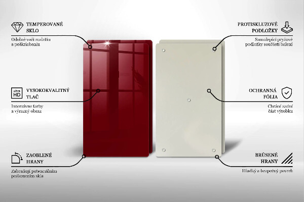 Skleněná deska za sporák Vínová barva