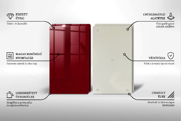 Skleněná deska za sporák Vínová barva