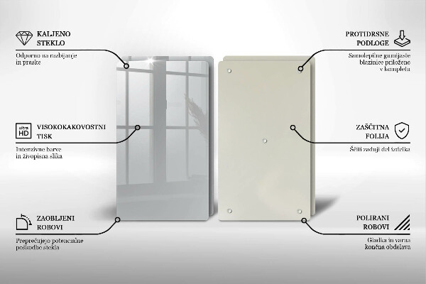 Skleněná deska za sporák Šedá barva