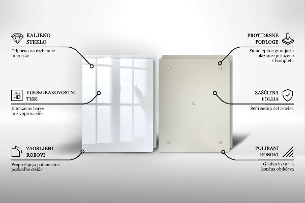 Skleněná deska za sporák Bílá barva