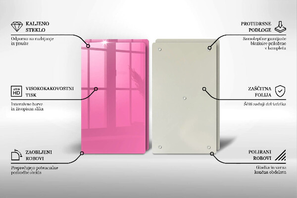 Skleněná deska za sporák Růžová barva