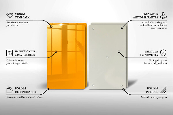 Skleněná deska za sporák Tmavě žlutá barva