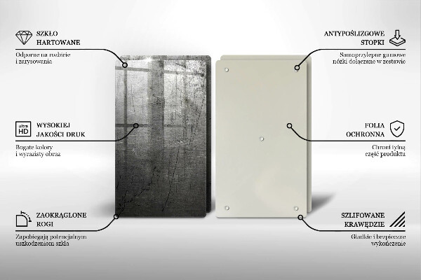 Skleněná deska za sporák Kovová textura