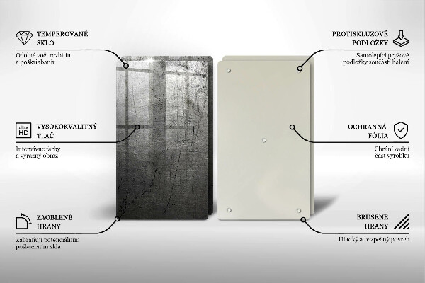 Skleněná deska za sporák Kovová textura