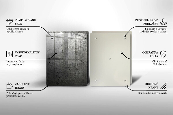 Skleněná deska za sporák Kovová textura