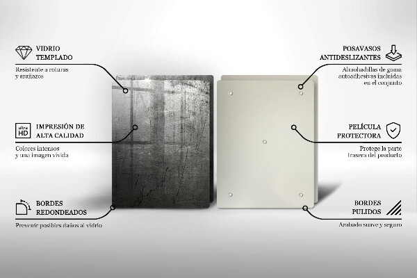 Skleněná deska za sporák Kovová textura