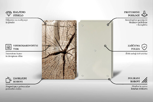 Skleněná deska za sporák Průřez stromem