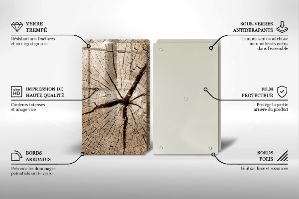 Skleněná deska za sporák Průřez stromem