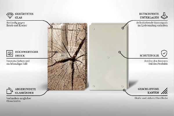 Skleněná deska za sporák Průřez stromem