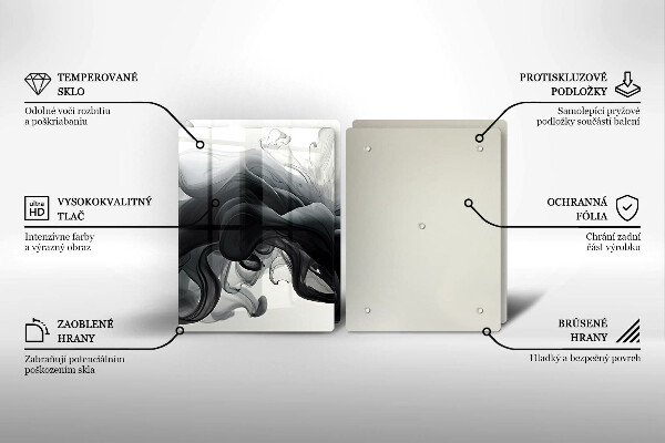 Skleněná deska za sporák Černý kouř abstrakce