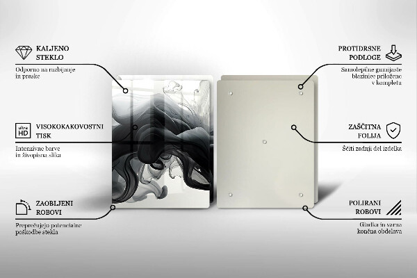 Skleněná deska za sporák Černý kouř abstrakce