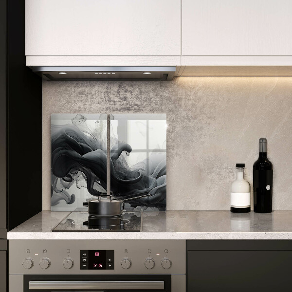 Skleněná deska za sporák Černý kouř abstrakce