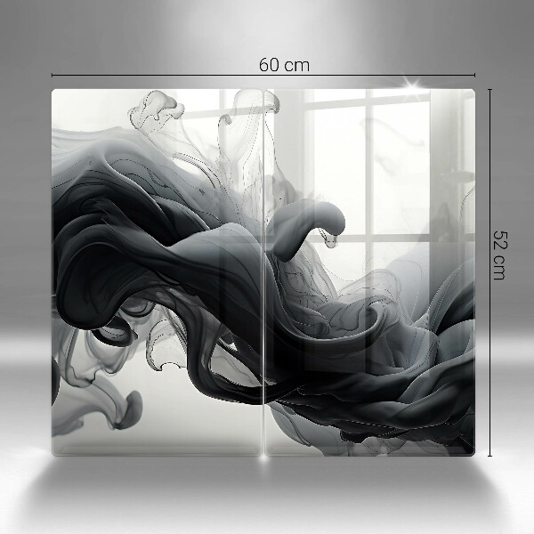 Skleněná deska za sporák Černý kouř abstrakce