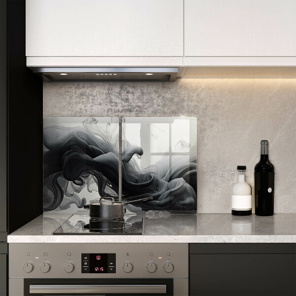 Skleněná deska za sporák Černý kouř abstrakce