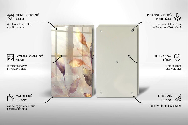 Sklo za varnou desku Malované boho listy