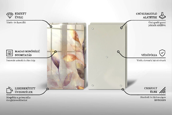 Sklo za varnou desku Malované boho listy