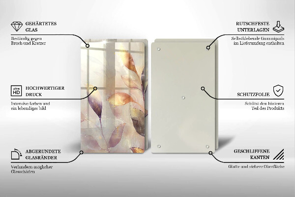 Sklo za varnou desku Malované boho listy