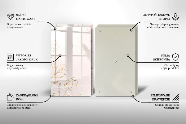 Skleněná deska za sporák Květinové obrysy