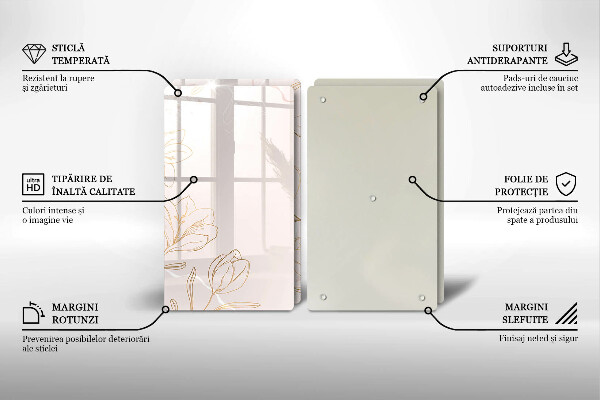 Skleněná deska za sporák Květinové obrysy