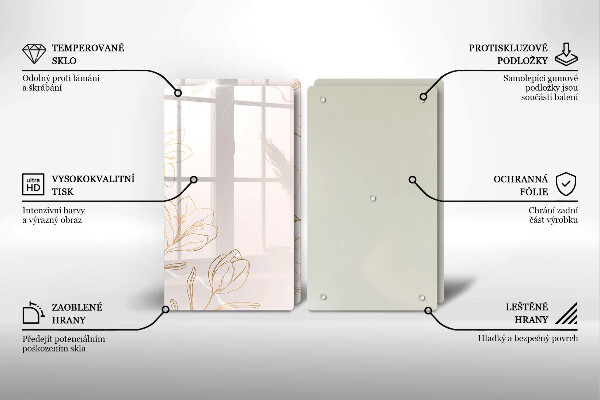 Skleněná deska za sporák Květinové obrysy