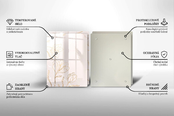 Skleněná deska za sporák Květinové obrysy