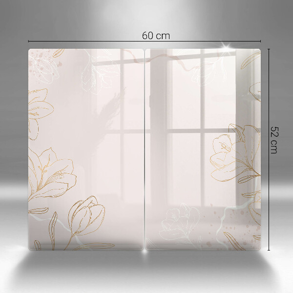 Skleněná deska za sporák Květinové obrysy