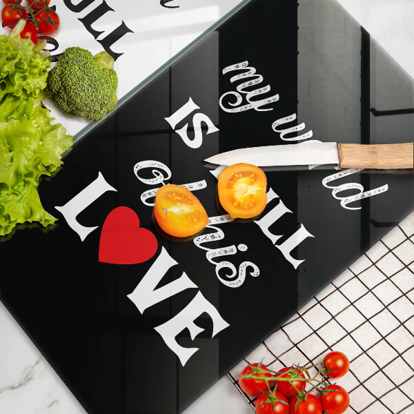 Skleněná deska za sporák Nápis věta