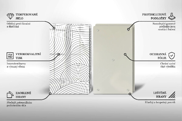 Skleněná deska za sporák Černé čáry abstrakce