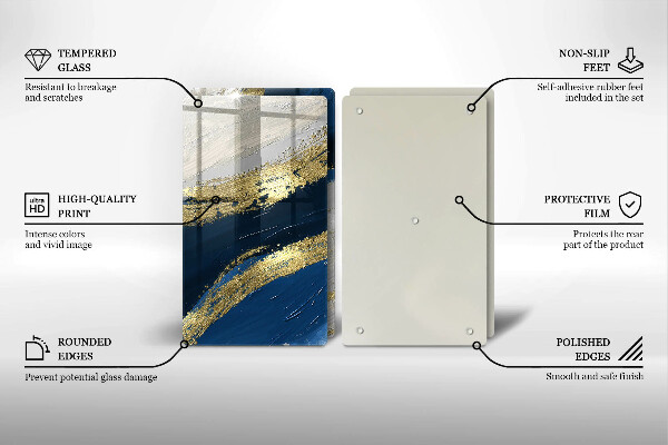 Skleněná deska za sporák Textura se zlatem