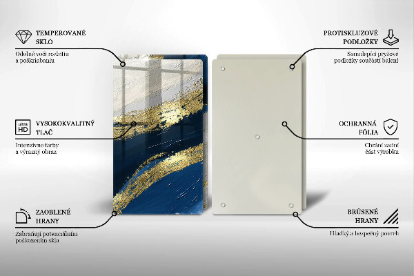 Skleněná deska za sporák Textura se zlatem