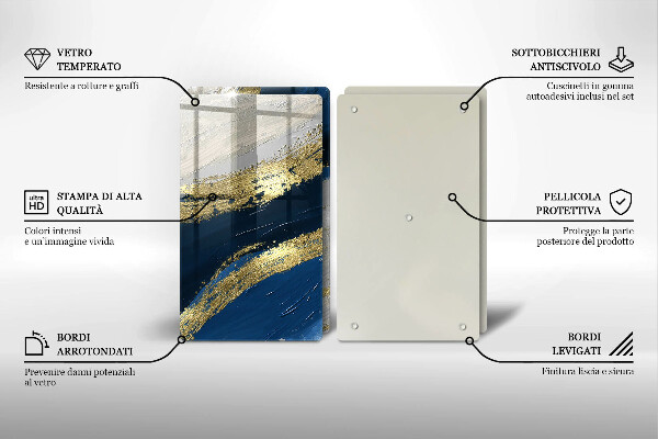 Skleněná deska za sporák Textura se zlatem