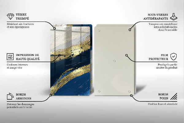 Skleněná deska za sporák Textura se zlatem