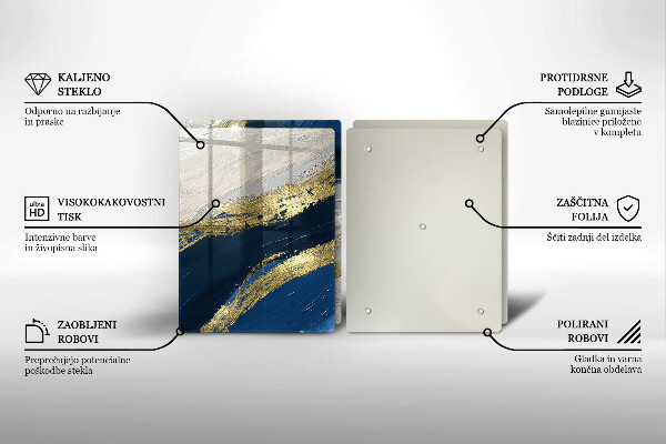 Skleněná deska za sporák Textura se zlatem