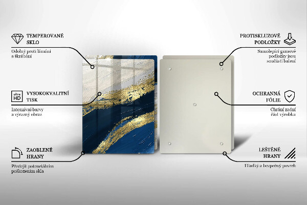 Skleněná deska za sporák Textura se zlatem