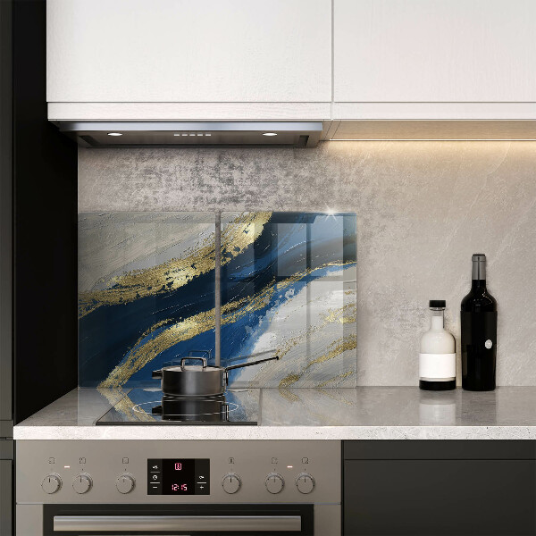 Skleněná deska za sporák Textura se zlatem