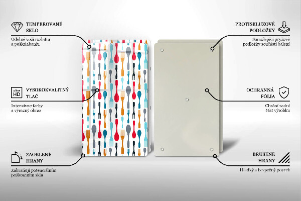 Skleněná deska za sporák Ilustrace lžíce