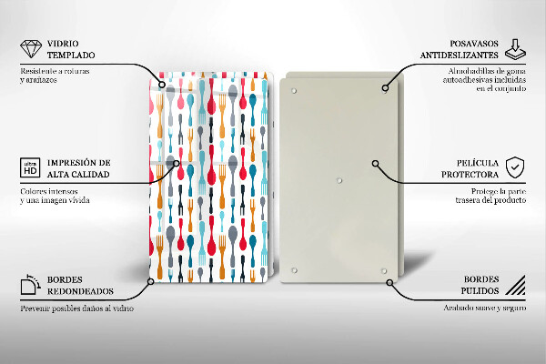 Skleněná deska za sporák Ilustrace lžíce