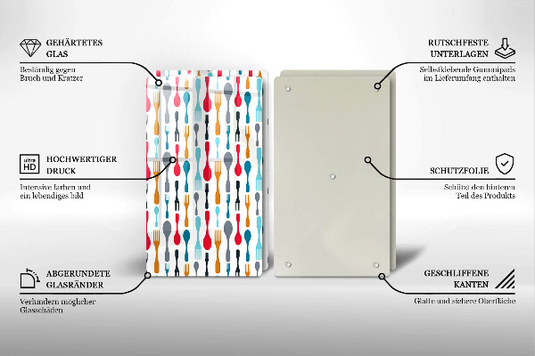 Skleněná deska za sporák Ilustrace lžíce