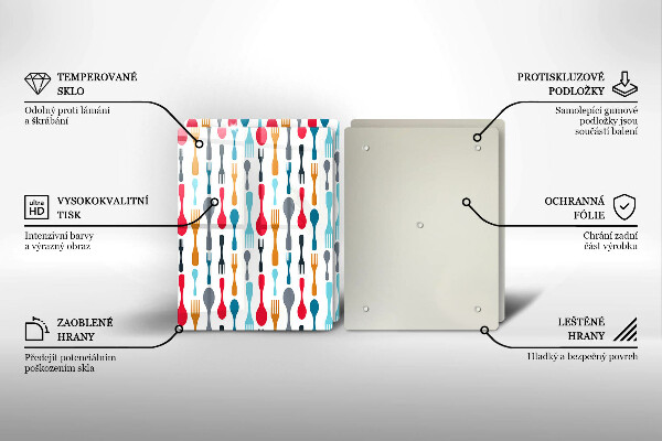 Skleněná deska za sporák Ilustrace lžíce